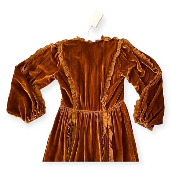 Ulla Johnson Erika Dress, in Sandstone,‎  Velvet Ruffle Trim,  Size 0, NWT - Picture 10 of 16